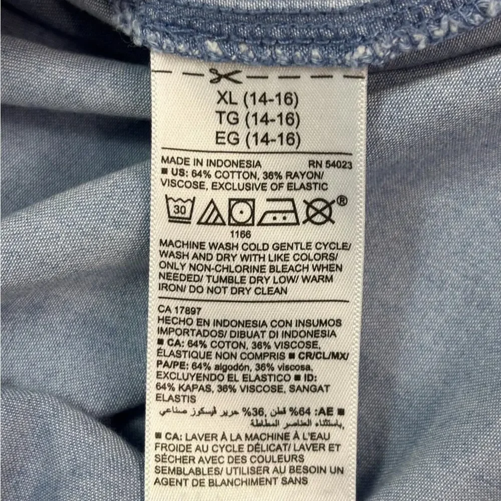 Old Navy Denim Chambray Blue Smocked Kids Dress Size XL